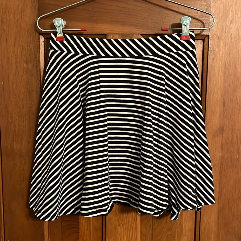 Deep Navy Blue and White Striped Mini Skirt (size medium)